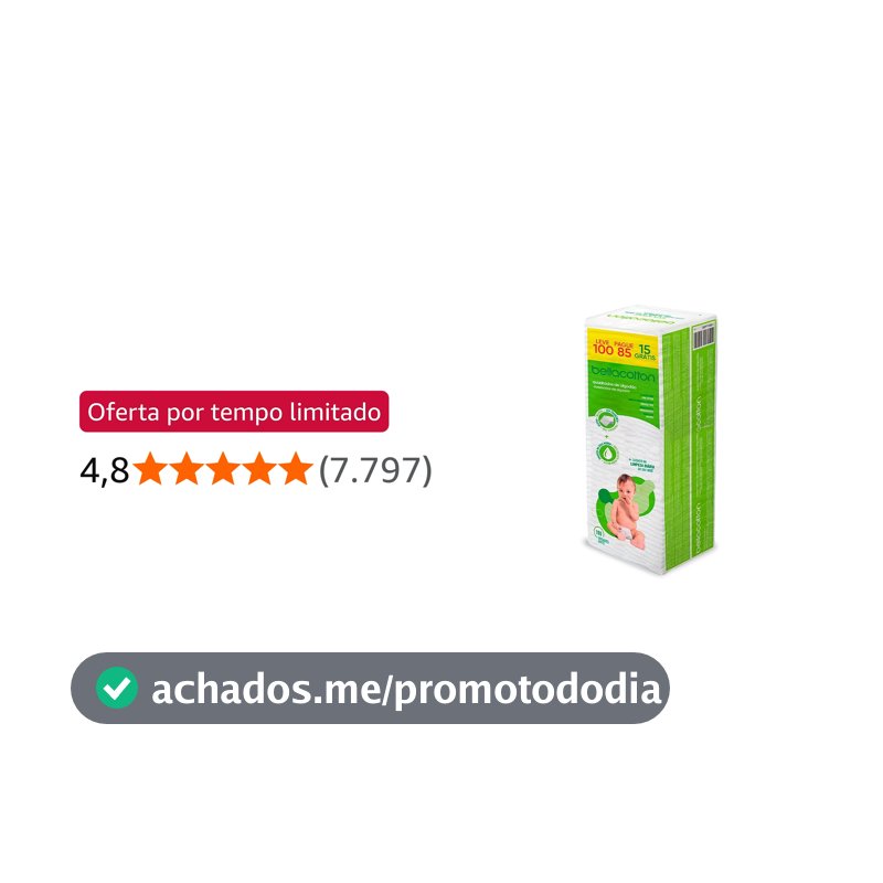 Bellacotton Algodão Quadrado Baby 100% Algodão Macio – 100 Unidades