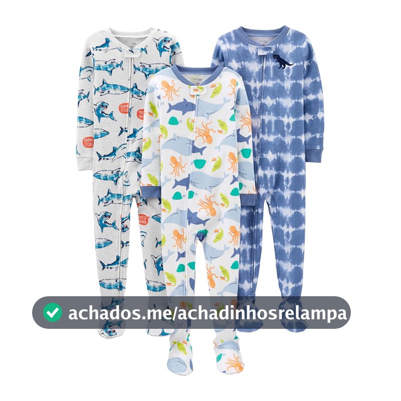 Macacão de dormir para bebês Pijama de algodão com pés justos Simple Joys by Carter'sMeninos