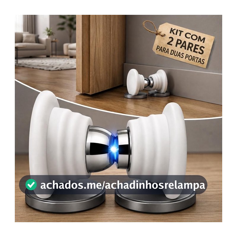 Trava Porta Magnético Premium Kit 2 Unidades
