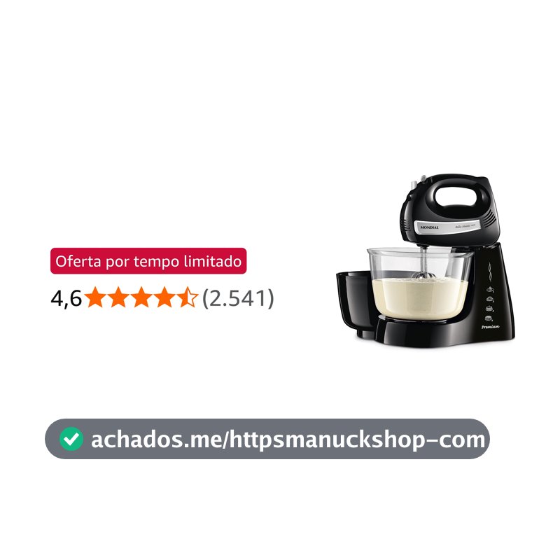 Batedeira Bella Massa, Mondial, Preto/Inox, 500W, 110V - B-23 NP