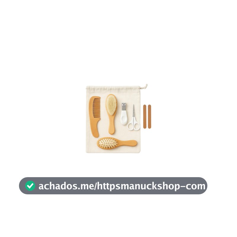 Kit Higiene Bebê 8 Peças Madeira Bambu Natural Minimalista Estojo Minizen