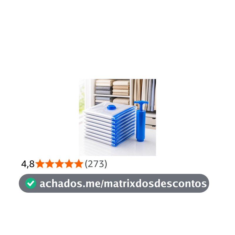 Kit 10 Sacos a Vácuo 50x60cm com Bomba Manual – Organizador de Roupas para Viagem e Armário, Economia de Espaço até 80%, Reutilizável, Proteção Contra Umidade, Poeira e Odores - Gatão
