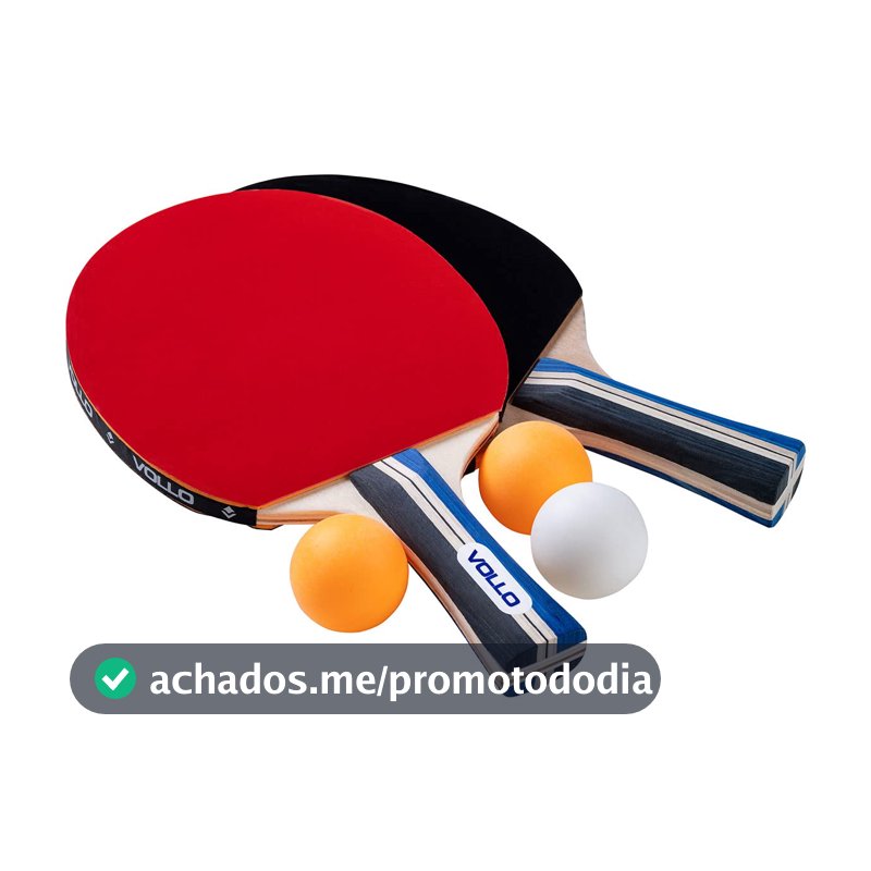 Vollo Kit Tênis de Mesa 2 Raquetes + 3 Bolas