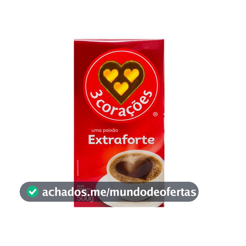 3 Corações Café Torrado e Moído Extra Forte, 500g vácuo