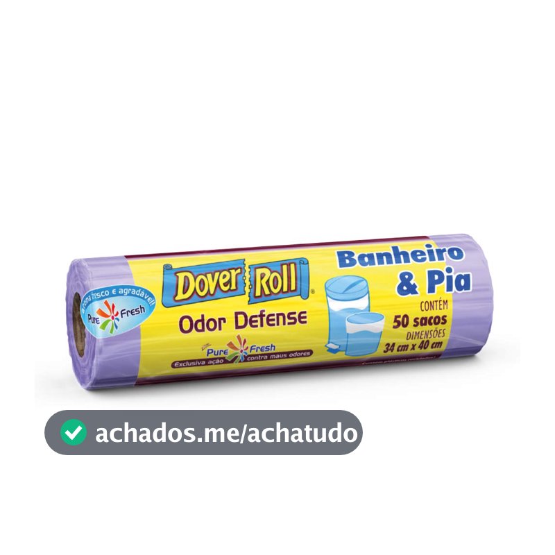 Dover-Roll Odor Defense Banheiro & Pia Lilás, Rolo com 50 Sacos para Lixo Pure Fresh