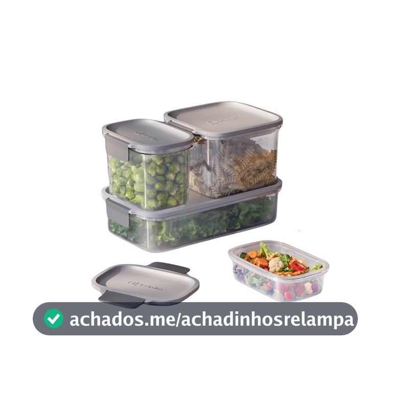 Electrolux Kit 4 Potes Herméticos de Plástico Cinza Safelock, 4,55L
