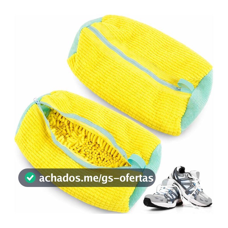 Bolsa para Lavar Tênis Sapatos Premium Máquina Malha Chenille Protetora Reutilizável com Zíper