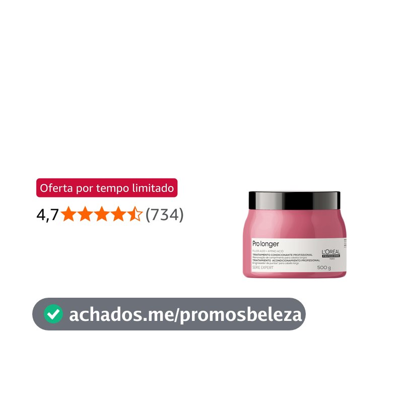 L'Oréal Professionnel Máscara de Tratamento Pro Longer, Reduz a Quebra e Aparência de Pontas Duplas, Adiciona Suavidade e Brilho, Para cabelos finos e com afinamento, 500g