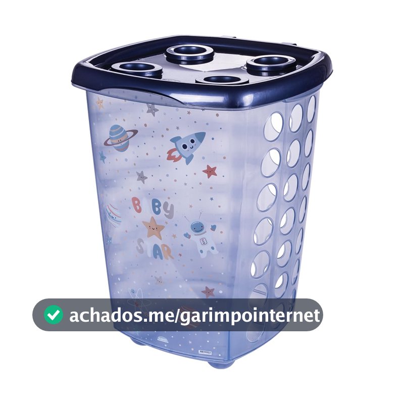 Plasútil Cesto de Roupas Plástico Infantil Decorado Ventilado Azul 38L