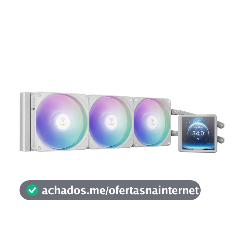 Water Cooler Gamdias Aura GL360 LCD Branco ARGB com Tela LCD 4” IPS