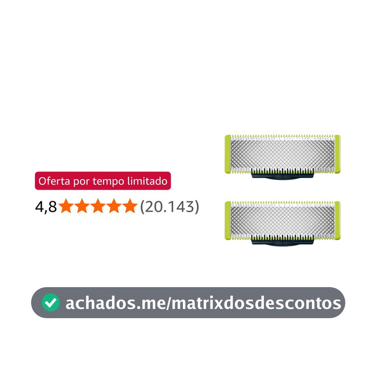 Philips OneBlade QP220/51 Lâminas de Reposição Masculinas em Aço Inoxidável – Pacote com 2 Unidades