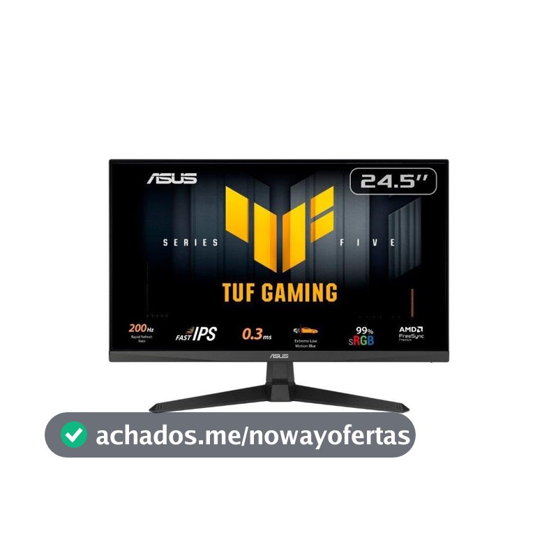 Monitor Gamer ASUS TUF 25", Full HD, 200Hz, 0.3ms, IPS, FreeSync Premium, Som Integrado, Preto - VG259Q5A
