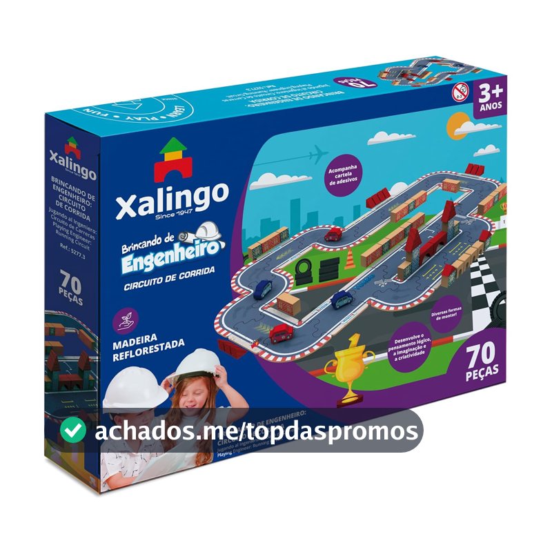 Brincando de Engenheiro Circuito de Corrida 70 peças Xalingo