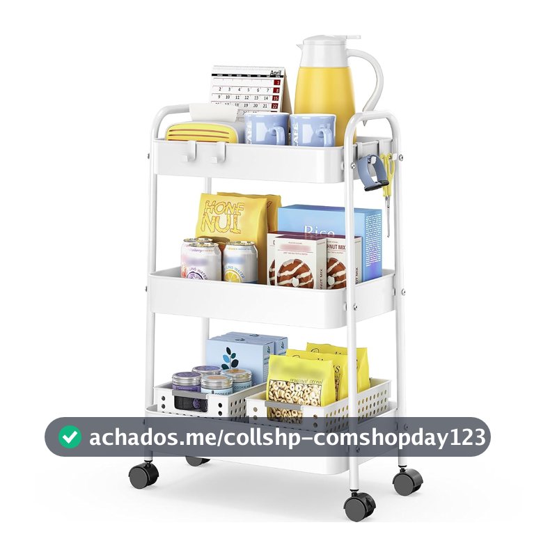 Carrinho Metálico Utilitário KINGRACK 3 Andares Branco