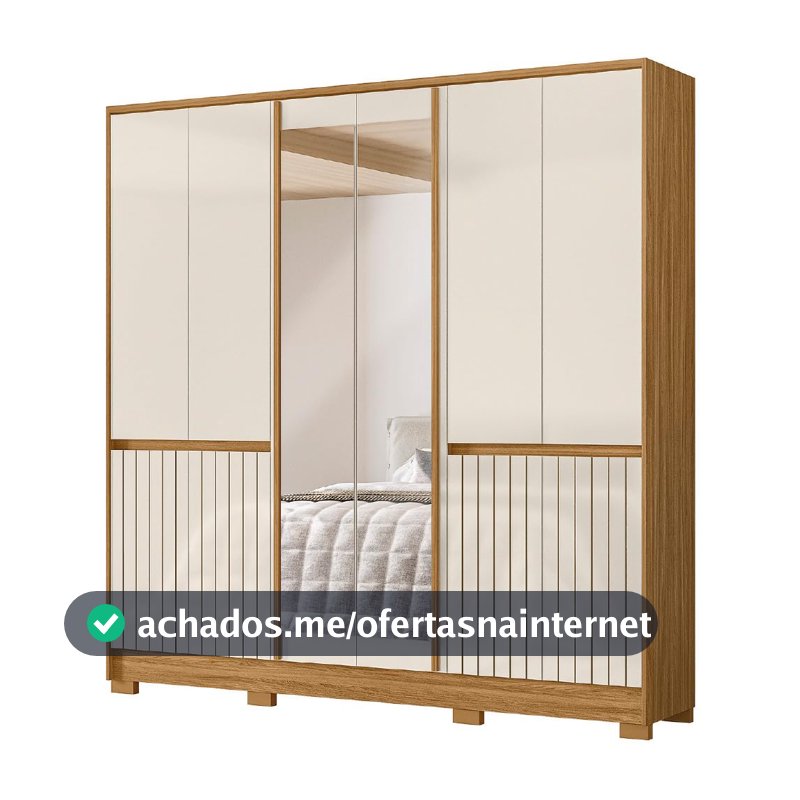 Guarda-roupa Casal com Espelho 4 Gavetas 10 Portas Moval Móveis Crystal Alasca