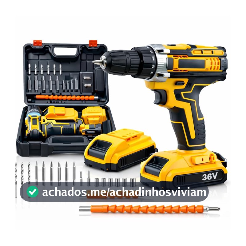 Furadeira e Parafusadeira Sem Fio 48V com 2 Baterias Recarregáveis, Maleta e Kit de Acessórios, Controle de Torque, Velocidade Variável e LED – Uso Doméstico e Profissional