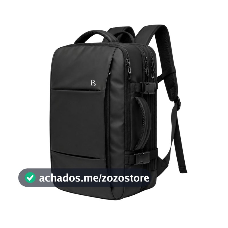 BANGE Mochila Executiva Expansível para Notebook de Até 17.3 Polegadas Bagagem de Mão para Viagens Impermeável Entrada USB para Carregador Portátil Design Discreto - Preta