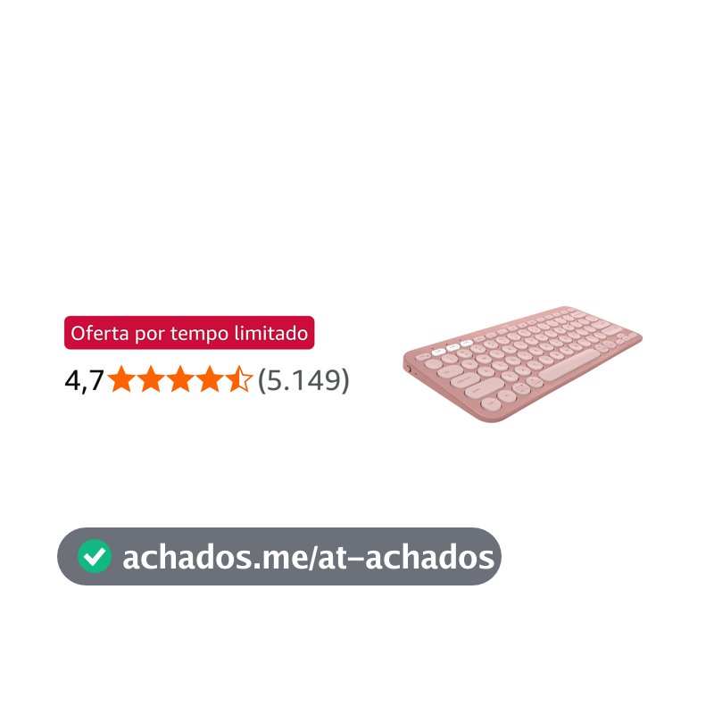 Teclado sem fio Logitech Pebble Keys 2 K380s com Conexão Bluetooth Easy-Switch e Pilha Inclusa - Compatível com PC, Mac, Chrome OS, Android, iOS e Apple TV, Layout US - Rosa