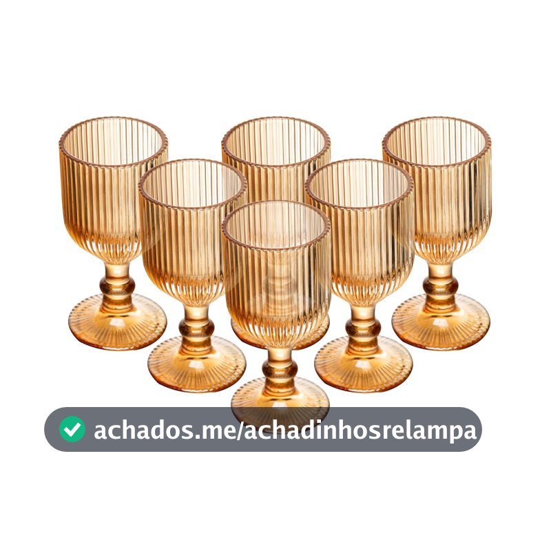 WOLFF - Conjunto 6 Taças Para Licor Lines 75Ml Âmbar Metalizado Vidro
