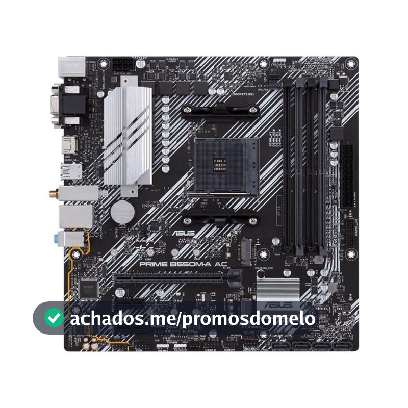 Placa-mãe Asus PRIME B550M-A AC Pcie 4.0 Dual M.2 4x4 cor preta