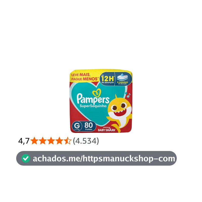 Fralda Pampers Supersequinha Tamanho G 80 Unidades