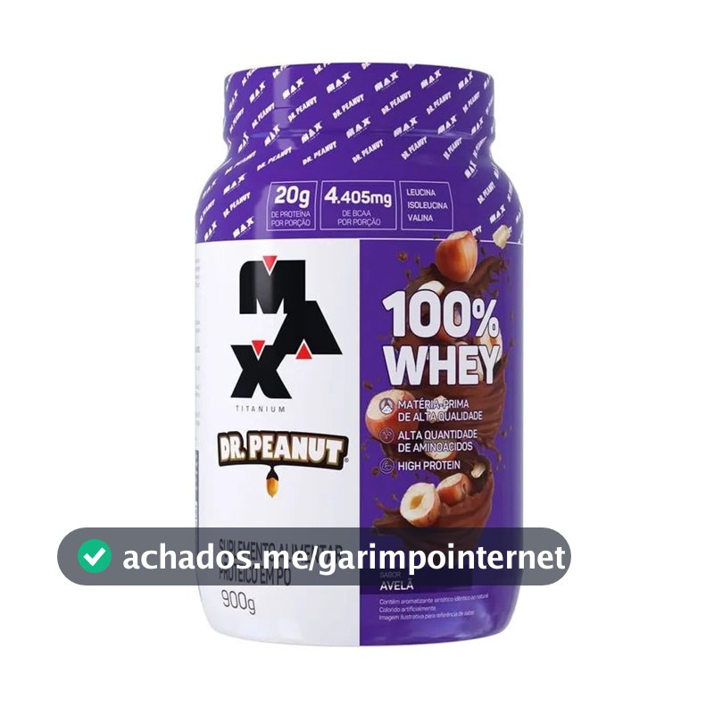100% Whey Max Titanium x Dr. Peanut (900g), Sabor Avelã