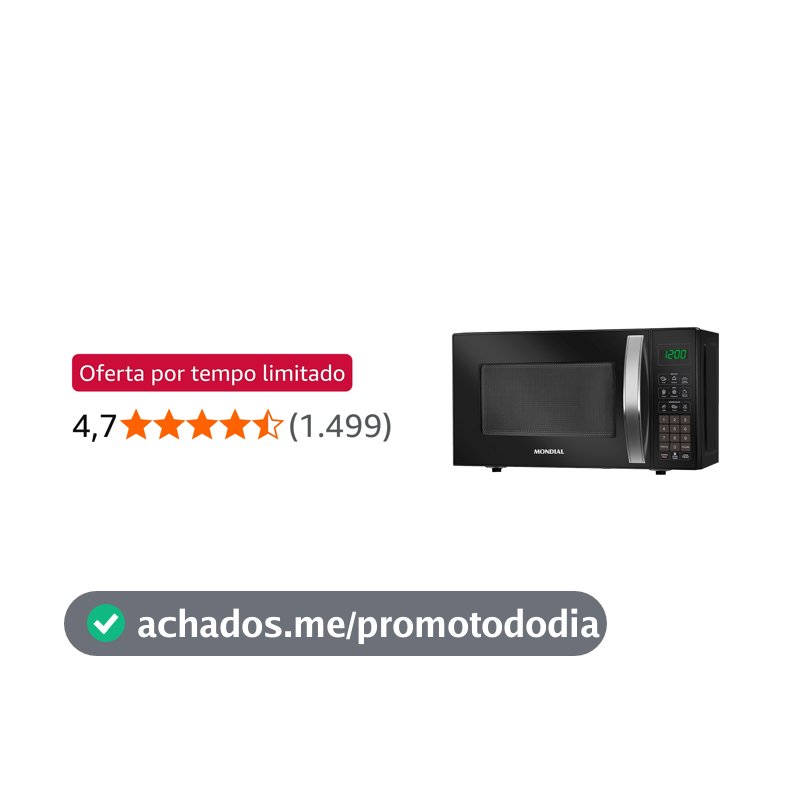 MONDIAL Micro-Ondas, Preto, 1200W, 220V - MO-01-21-B