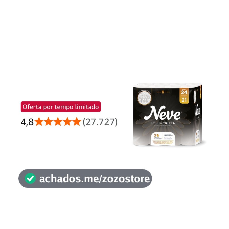 Papel Higiênico Neve Supreme Folha Tripla Leve 24 Pague 21 20 Metros