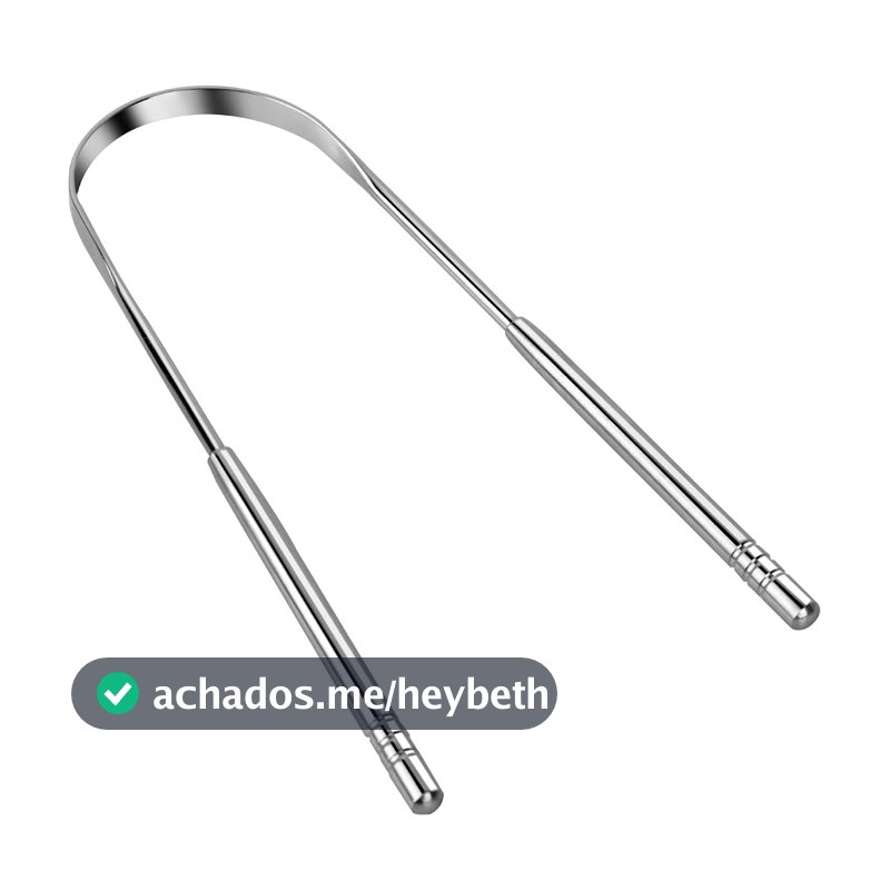Raspador de Língua Aço Inoxidável NO2PROBLEMS Limpeza Bucal Profunda Anti-Ferrugem e Durável
