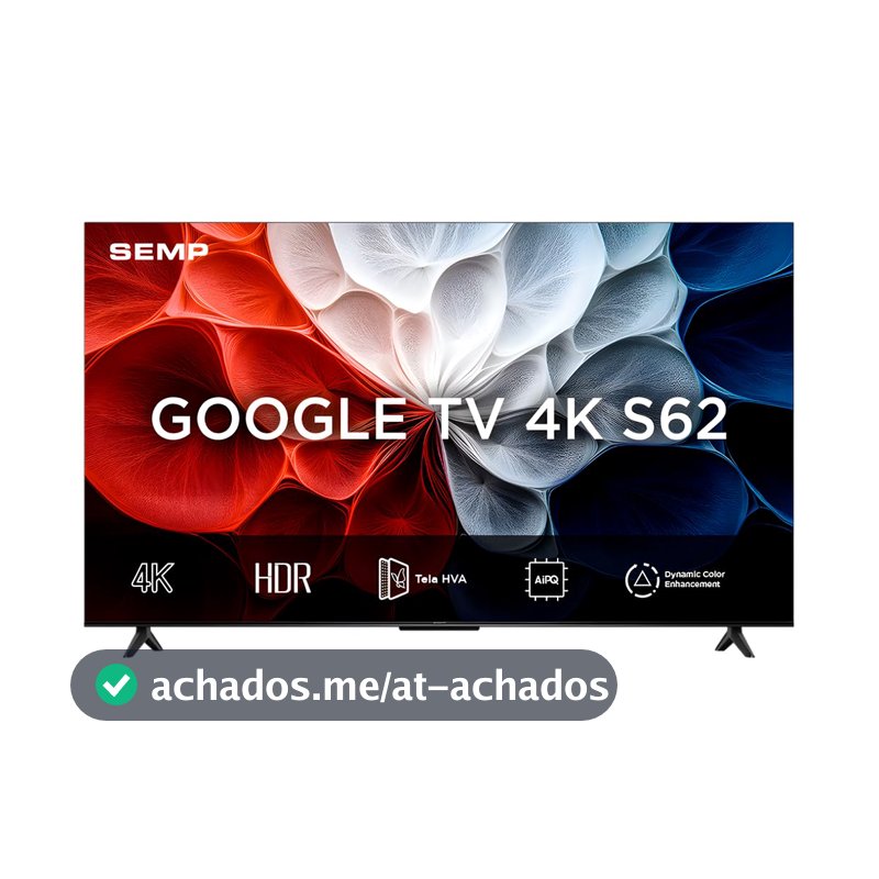 Smart TV Semp 43 Polegadas LED HVA 4K S62 WiFi Bluetooth Google TV 3 HDMI HDR10+ Dolby Audio 43S62