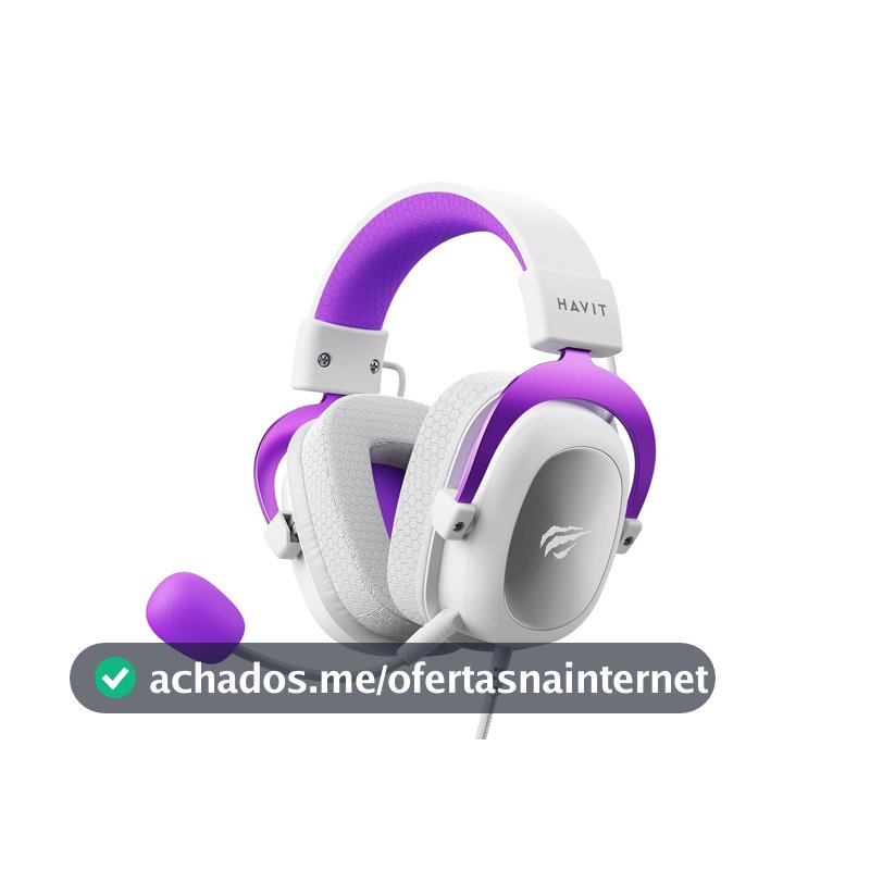 Havit Headphone Fone de Ouvido H2002d Purple, Gamer, com Microfone, Falante 53mm, Plug 3, 5mm: compatível com XBOX ONE e PS4, HAVIT, HV-H2002d Cor Roxo e Branco