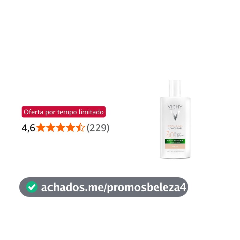 Vichy Capital Soleil UV-Clear Protetor Solar Facial Antioleosidade e Antiacne, Toque Seco FPS 60, com Niacinamida e Ácido Salicílico, Acabamento Invisível, Cor 2.0, 40g