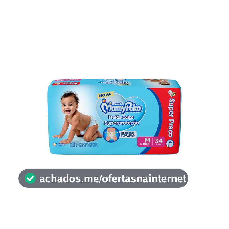 MamyPoko Fralda-Calça Superproteção M 34 Unidades