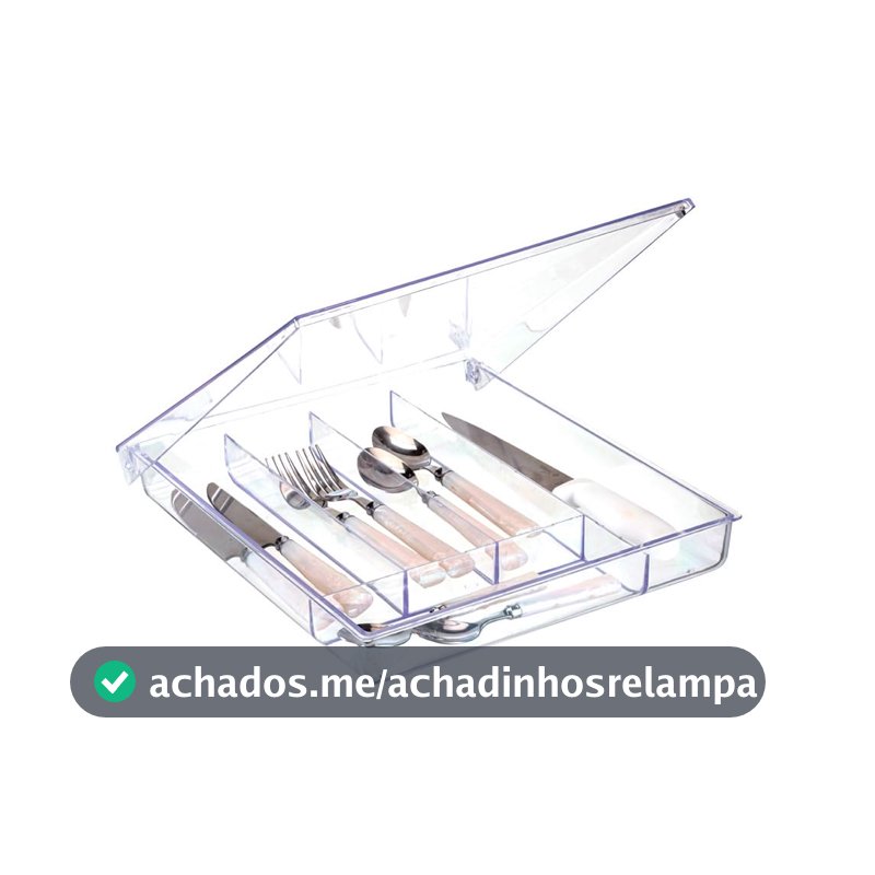 Porta Talheres Garfos Facas Colheres Organizador de Gavetas Acrilico Cozinha - LOBOY (Com Tampa)