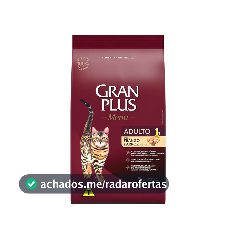 Ração para Gatos Adultos de Frango e Arroz Granplus, 10 1kg