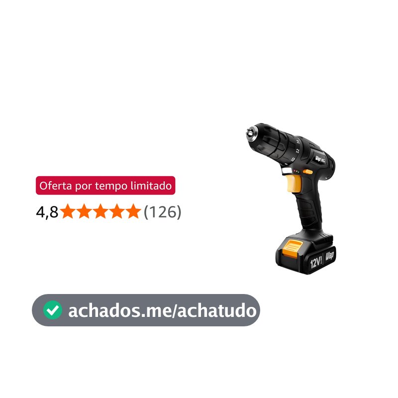 WAP Parafusadeira e Furadeira a Bateria Li-Ion 12V BPF 12K3 BLACK Carregador Bivolt com Maleta e Kit de 13 Acessórios