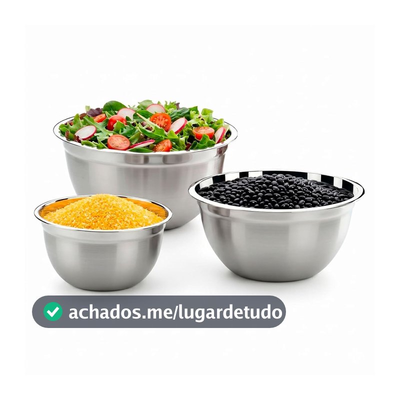 Conjunto de Tigelas Brinox 3 Peças Suprema Aço Inox