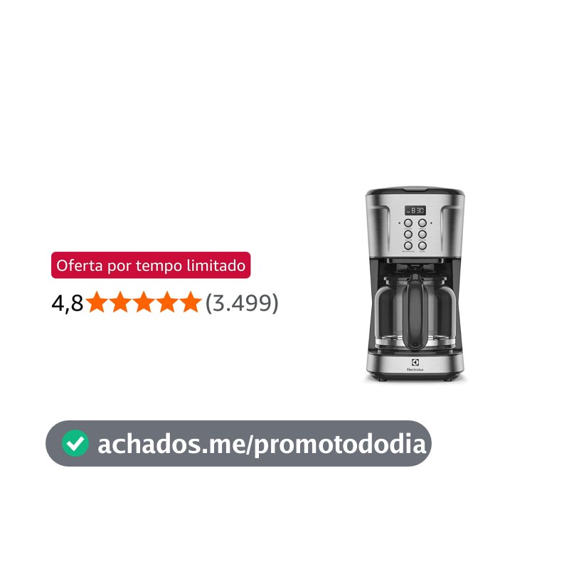 Cafeteira Elétrica Electrolux inox filtro permanente removivel capacidade 1,5L 38 xicaras função timer painel digital desligamento automatico ECM30 127v, cor aço escovado