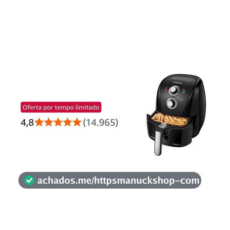 MONDIAL Fritadeira Sem Óleo Air Fryer 4L, Preto/Prata, 1500W, 110V - AFN-40-BFS