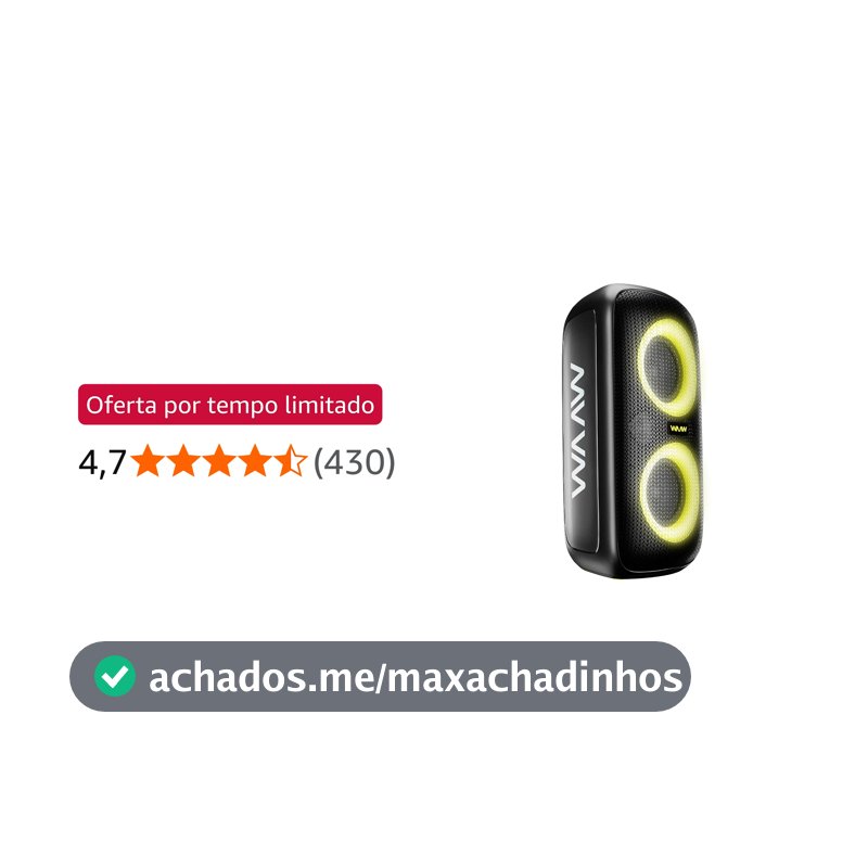 WAAW by ALOK Caixa de Som INFINITE 100 Bluetooth, Tipo Torre, Até 14h de Autonomia, 4 Alto-Falantes, TWS, 100W RMS