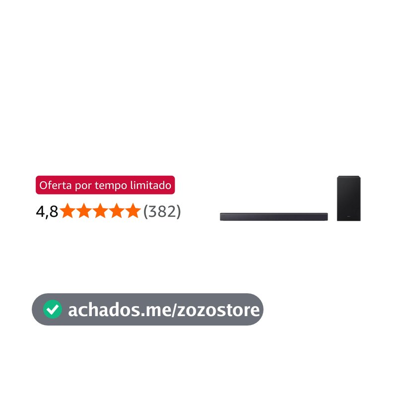 Soundbar Samsung HW-B450F, com 2.1 canais, 300W, Bluetooth, Subwoofer sem fio e Dolby Audio