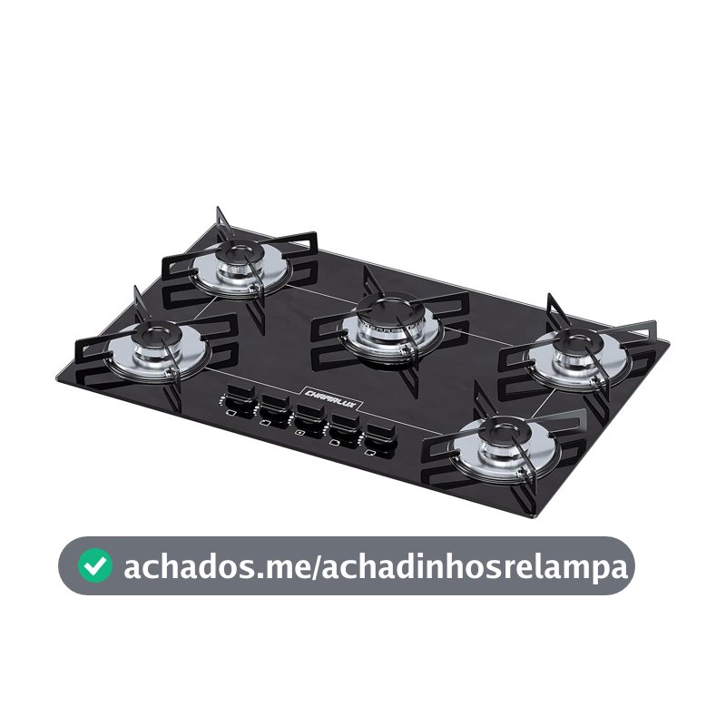 Cooktop 5 bocas Chamalux ultra chama Bivolt Trempe de Chapa Preto