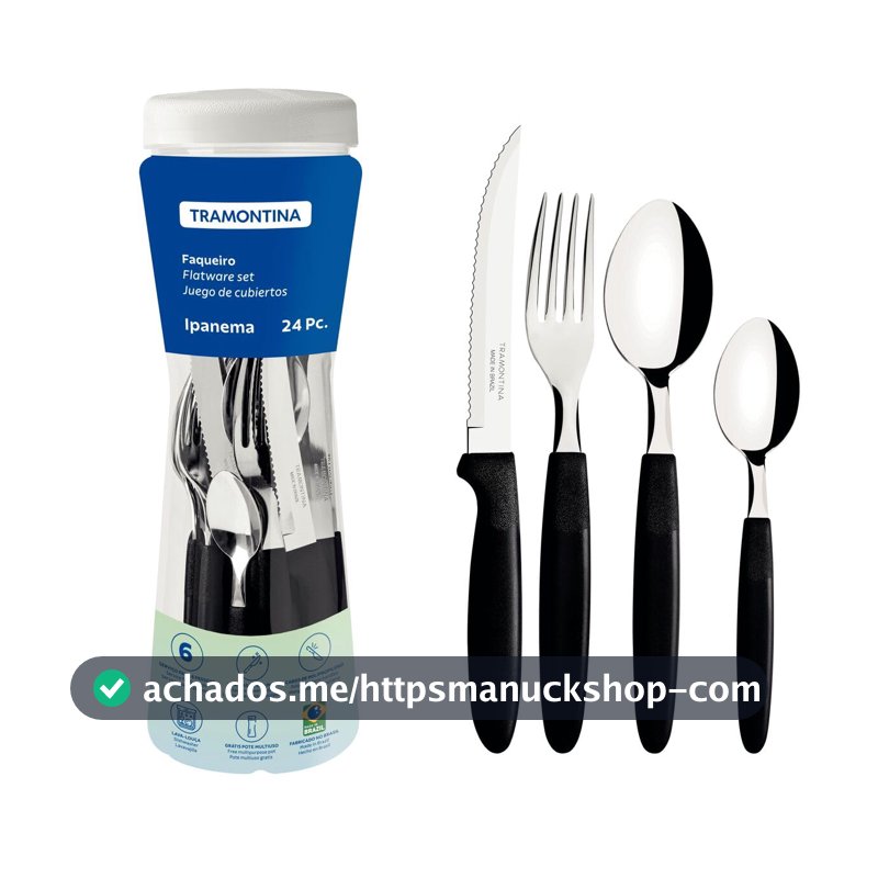 Faqueiro 24 Peças, Tramontina, Ipanema 23399091, Preto