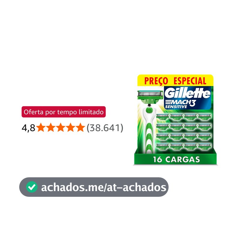 Carga para Aparelho de Barbear Gillette Mach3 Sensitive 16 unidades