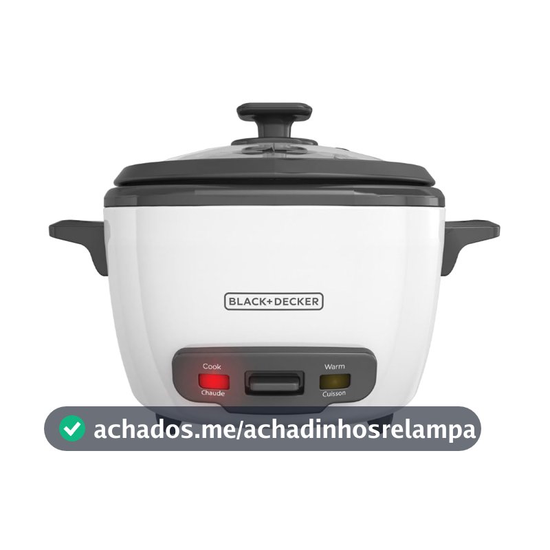 BLACK+DECKER Panela de arroz para 16 xícaras, RC516, 8 xícaras de arroz cru, cesta fumegante, tigela antiaderente removível, um toque