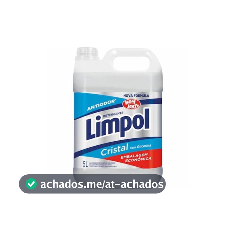 Limpol Detergente Cristal Antiodor com Glicerina, Embalagem Econômica, 5 Litros