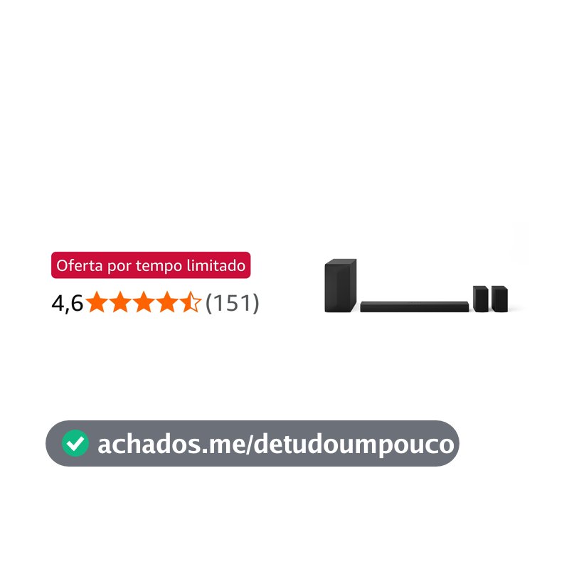 Home Theater Soundbar LG 440W RMS, 5.1 Canais, Bluetooth 5.3, Dolby Digital, Alto-Falantes Traseiros, AI Sound Pro, Wow Interface, Sem fios, Conexões Múltiplas - S60TR