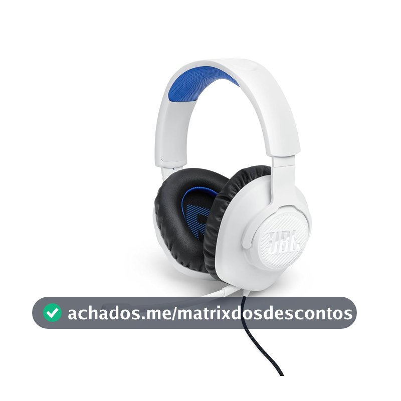 JBL, Fone de Ouvido Com Fio, JBL, QuantumSOUND 100P, Headset Gamer, Over Ear, Microfone Removível - Branco