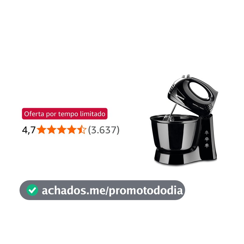 MONDIAL Batedeira Prática, Preto, 400W, 110V - B-44-B