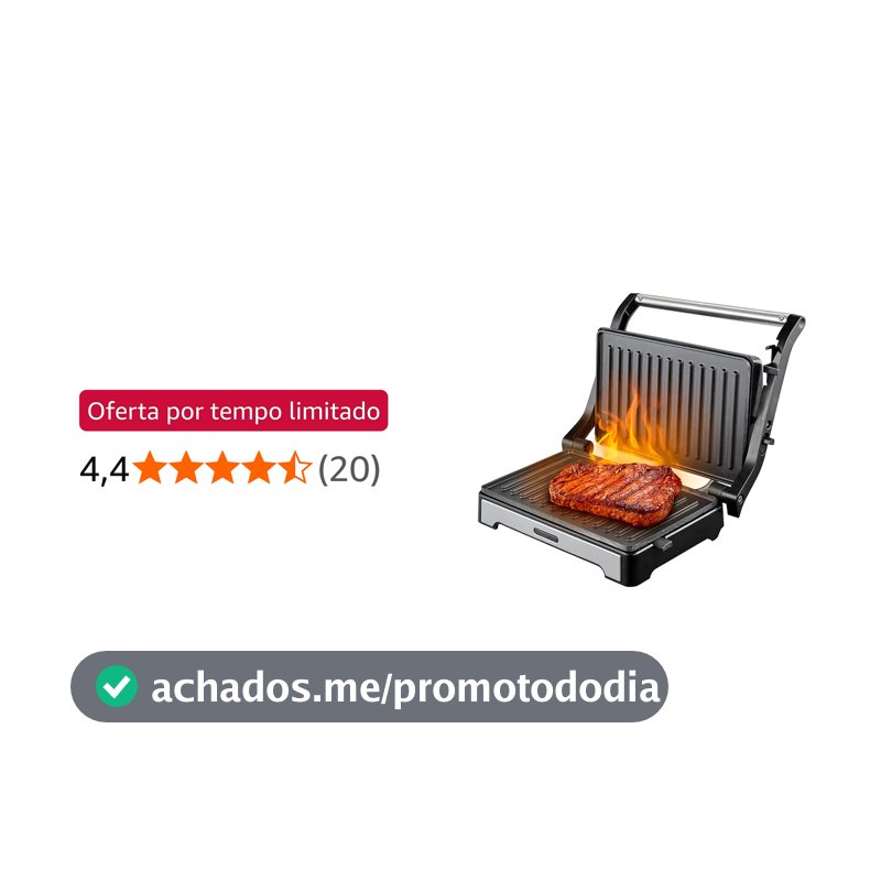 Sanduicheira e Mini Grill HQ 180º 1000W Antiaderente Inox HQ-SG002 220V